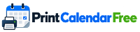 Print Calendar Free logo featuring a blue calendar and printer icon